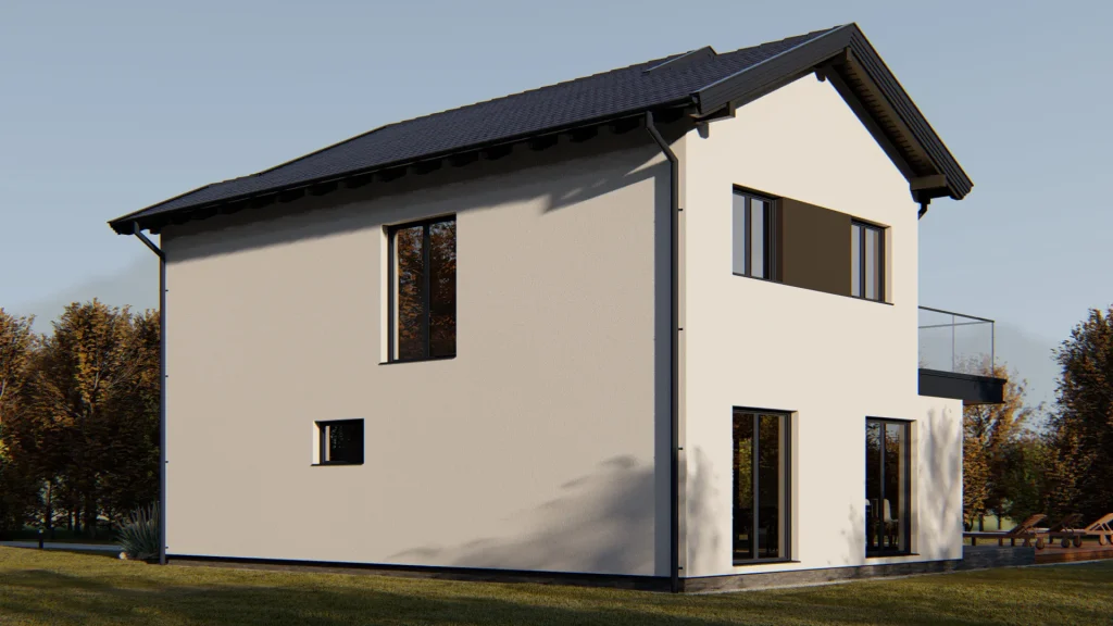 Modernes Fertighaus Neptun-6-3 mit zeitgenössischer Architektur und großzügigen Fenstern von BAUTENT