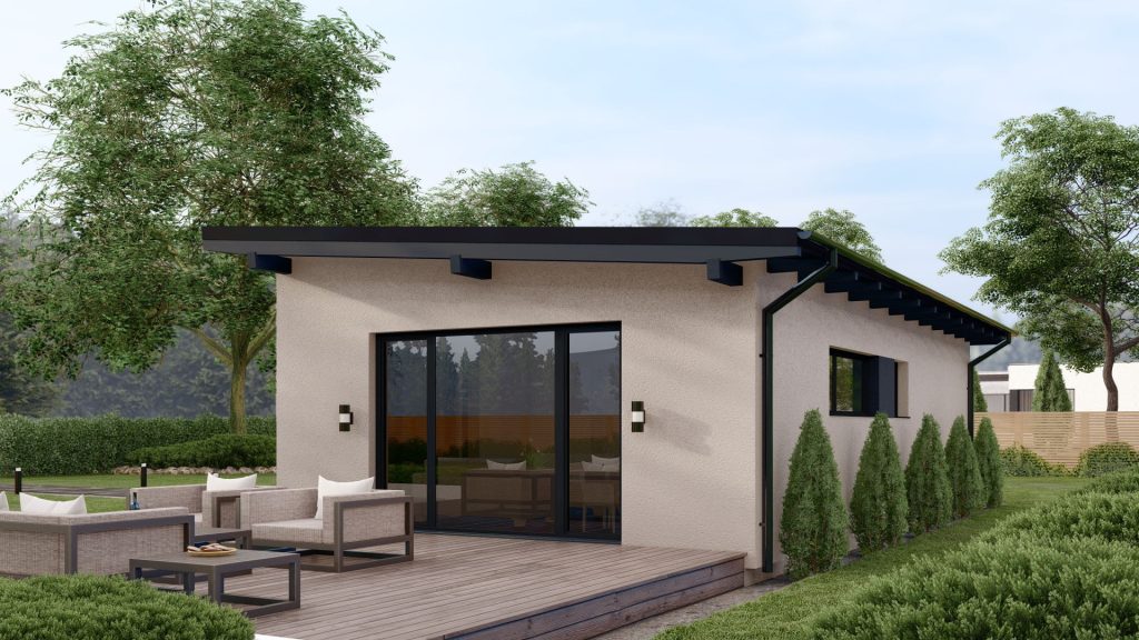 Modernes Fertighaus Piccolo B003 mit zeitgemäßer Architektur und energieeffizienter Bauweise von BAUTENT