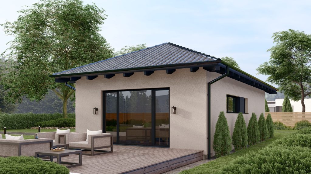 Modernes Fertighaus Piccolo-D003 mit zeitgenössischer Architektur und großzügigen Fensterflächen von BAUTENT