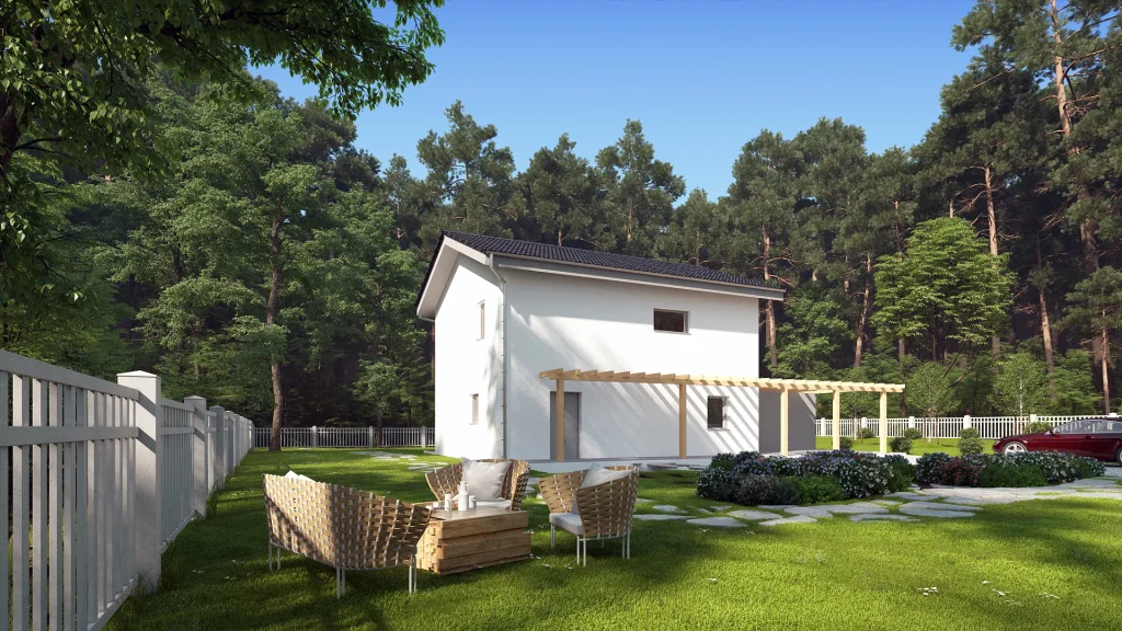 Modernes Fertighaus von Steco Centar mit eleganter Fassade und zeitgenössischer Architektur für Neubau und Sanierung