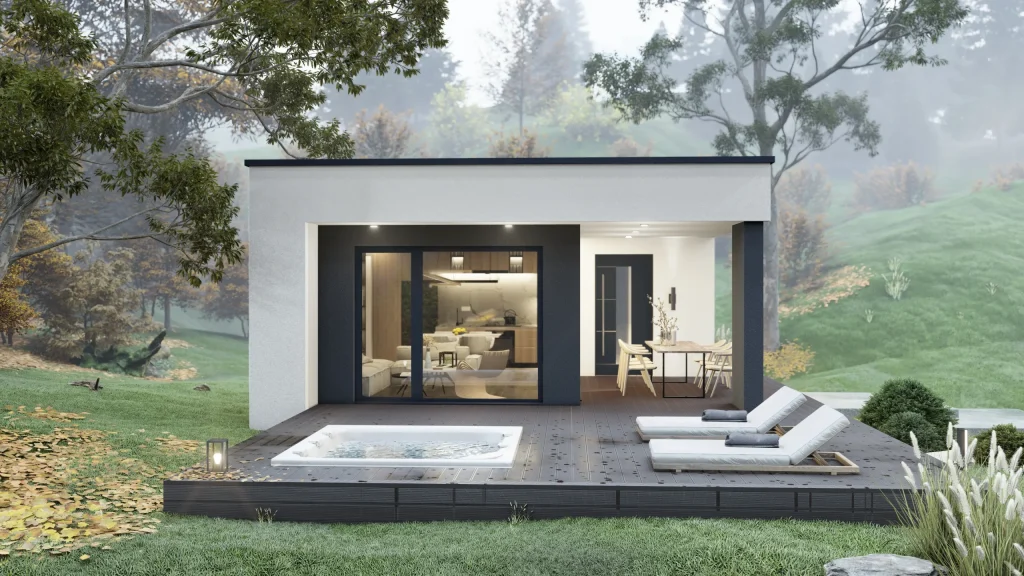 Modernes Fertighaus Modell Rene A001 von BAUTENT mit zeitgemäßer Architektur und hochwertiger Bauqualität