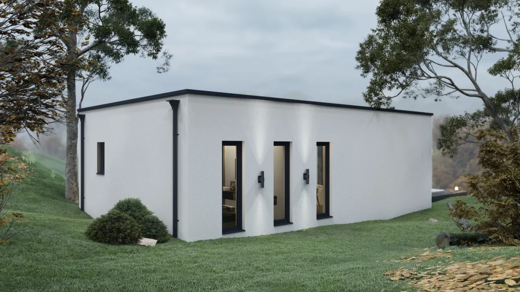 Modernes Fertighaus Modell Rene A003 von BAUTENT - Außenansicht mit zeitgemäßer Architektur und Fassadengestaltung