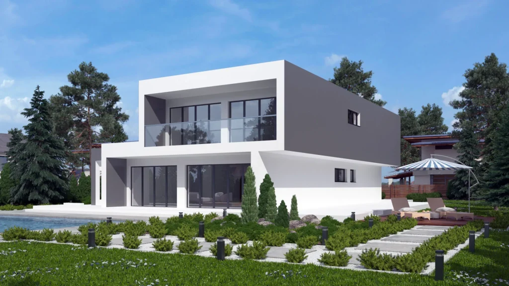 Modernes Fertighaus Rubicon A003 mit zeitgenössischer Architektur und hochwertiger Fassadengestaltung