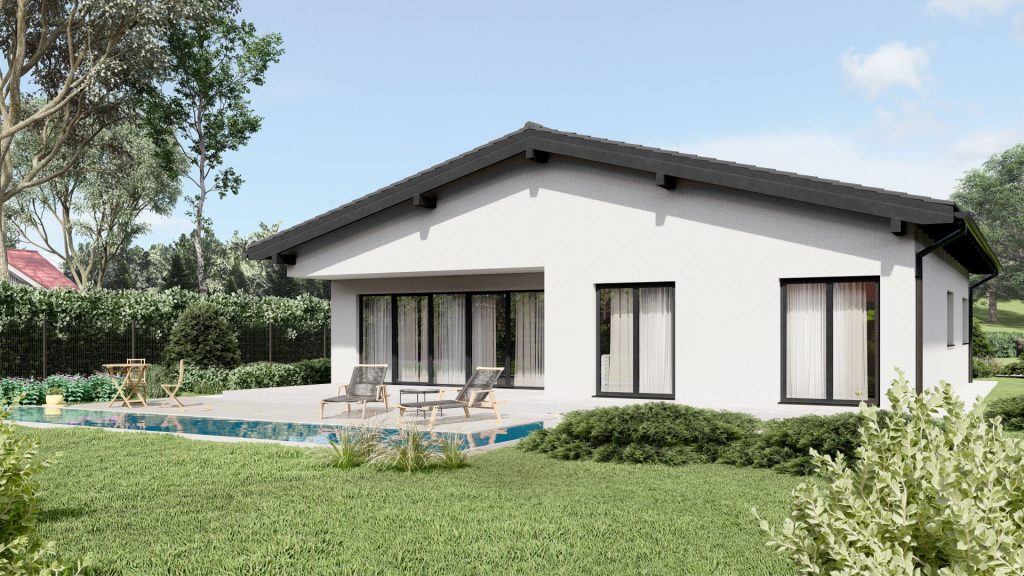 Fertighaus Rulzheim B003 - moderne Hausansicht nach abgeschlossener Sanierung und Renovierung