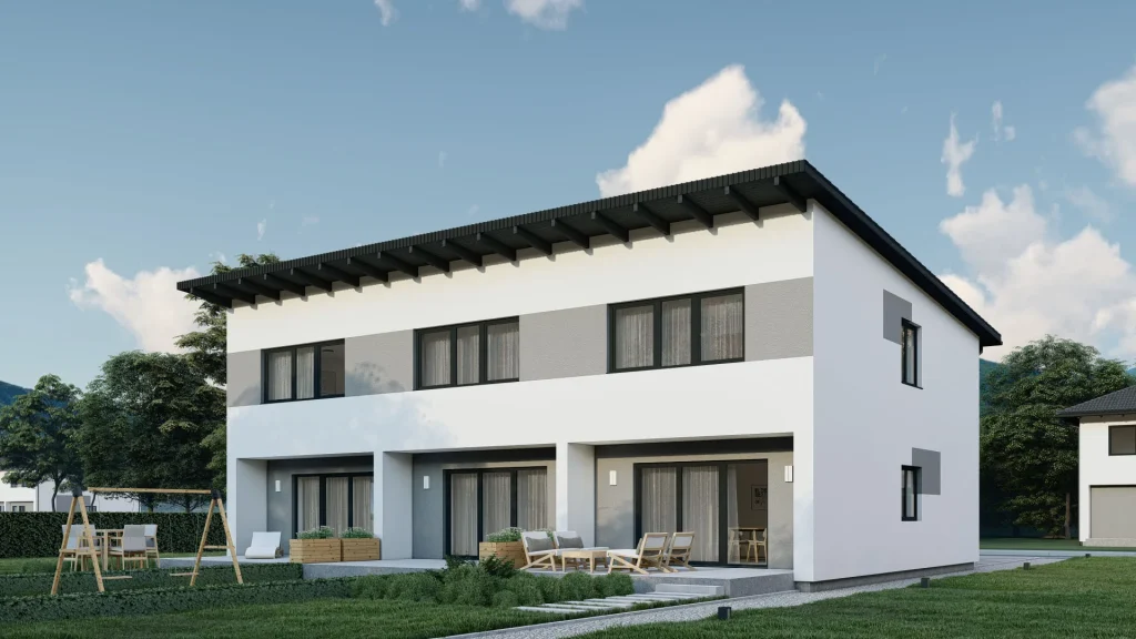 Modernes Fertighaus in Schaidt - Außenansicht nach professioneller Sanierung und Renovierung durch BAUTENT