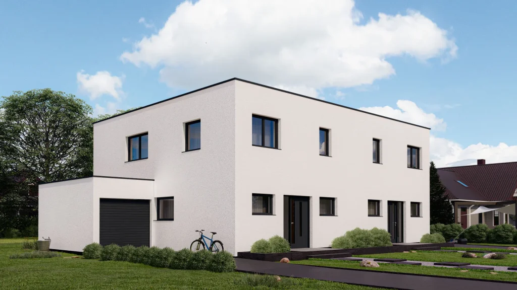 Modernes Fertighaus in Sinzheim - energieeffiziente Bauweise mit großen Fensterfronten und zeitgemäßer Architektur