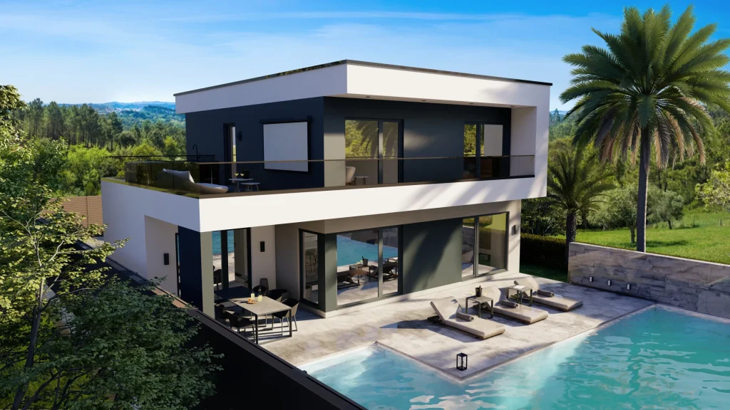 Modernes Fertighaus UTOPIA-2 von Steco Centar mit zeitgemäßer Architektur und energieeffizienter Bauweise