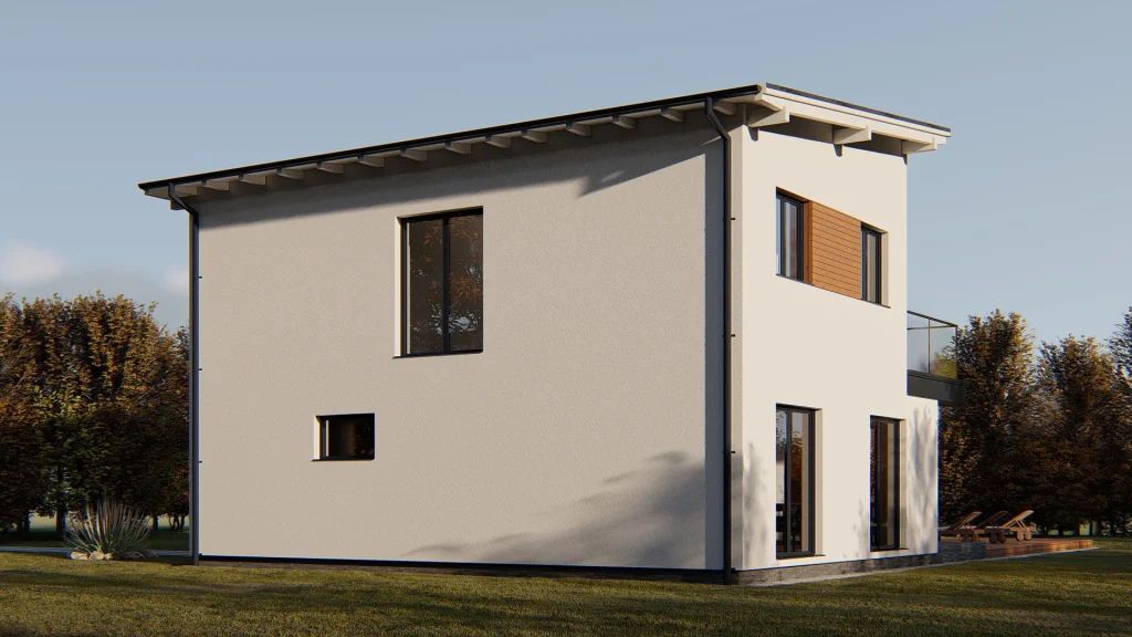 Modernes Fertighaus Venera-9 mit zeitgenössischer Architektur und großen Fensterflächen von BAUTENT