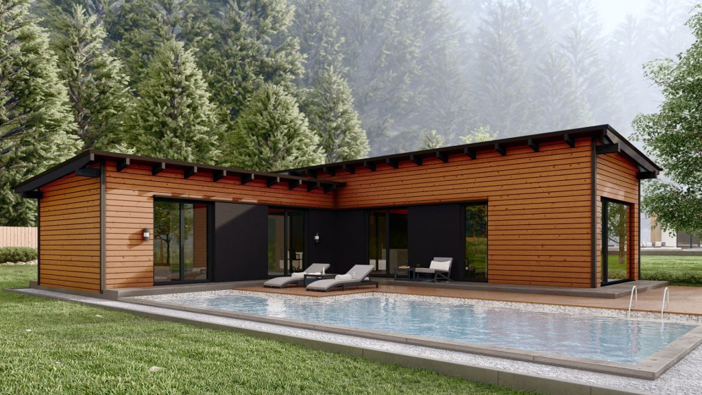 Französisches Dorf mit traditionellen Häusern und Fertighaus-Architektur für Sanierung und Renovierung