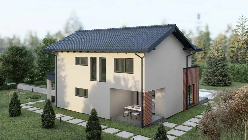 Modernes Fertighaus Zevs C003 - energieeffiziente Bauweise mit großzügiger Architektur und nachhaltiger Konstruktion