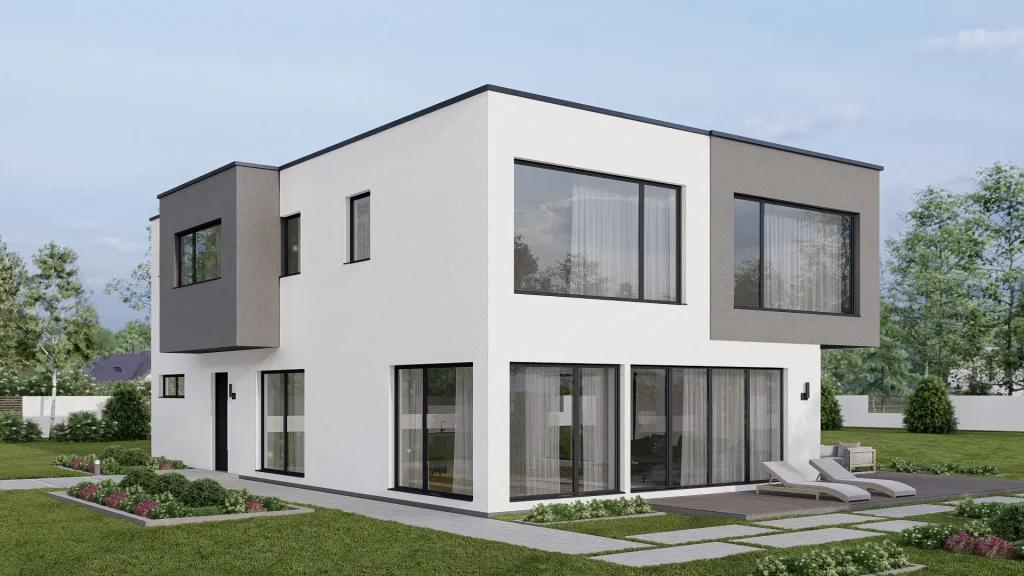 Modernes Fertighaus Projekt A001-15 mit zeitgemäßer Architektur und hochwertiger Bauausführung von BAUTENT