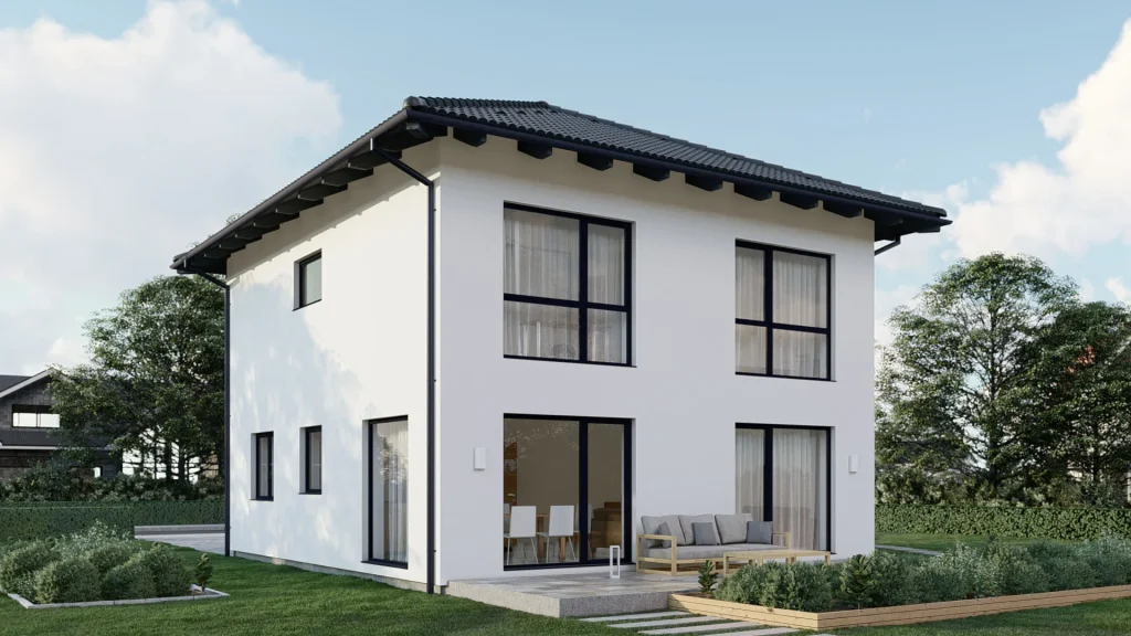 Modernes Fertighaus A001 von BAUTENT - schlüsselfertiger Neubau mit zeitgemäßer Architektur und nachhaltiger Bauweise