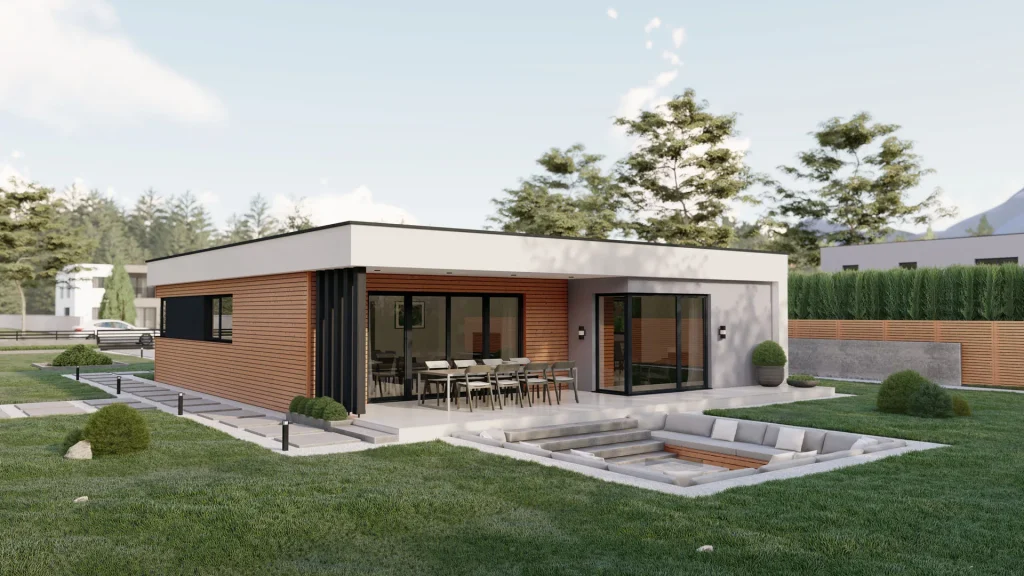 Modernes Fertighaus mit großen Fensterfronten und zeitgemäßer Architektur von BAUTENT