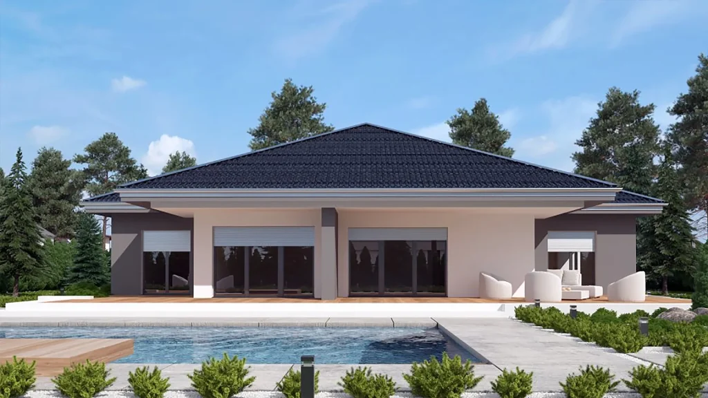 Modernes energieeffizientes Fertighaus mit nachhaltiger Bauweise und umweltfreundlicher Architektur von BAUTENT