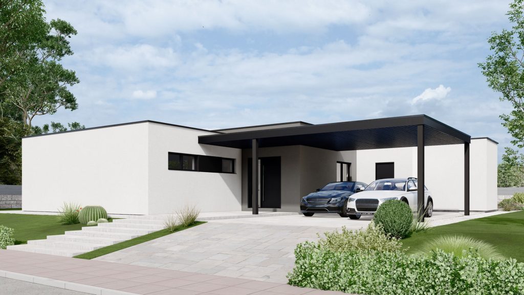 Klaus präsentiert modernes Fertighaus-Projekt A001 von BAUTENT mit nachhaltiger Bauweise und energieeffizienter Architektur