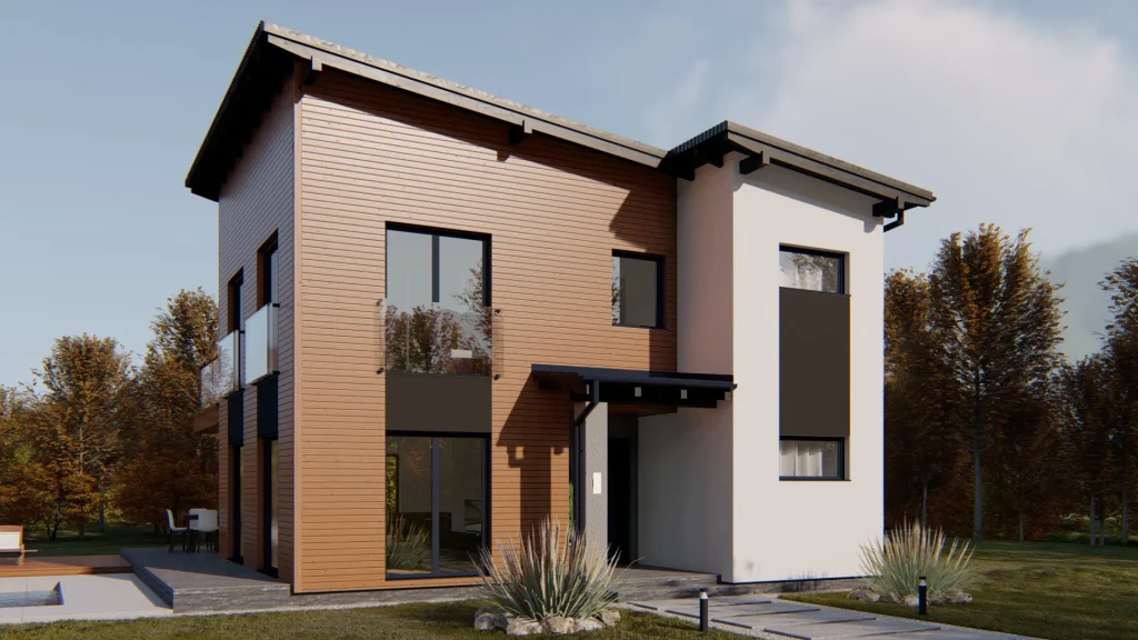 Modernes Fertighaus Neptun-8-2 von BAUTENT mit zeitgemäßer Architektur und hochwertiger Ausstattung